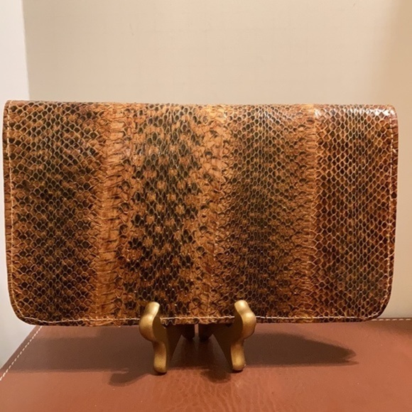 Snakeskin convertible clutch and matching wallet